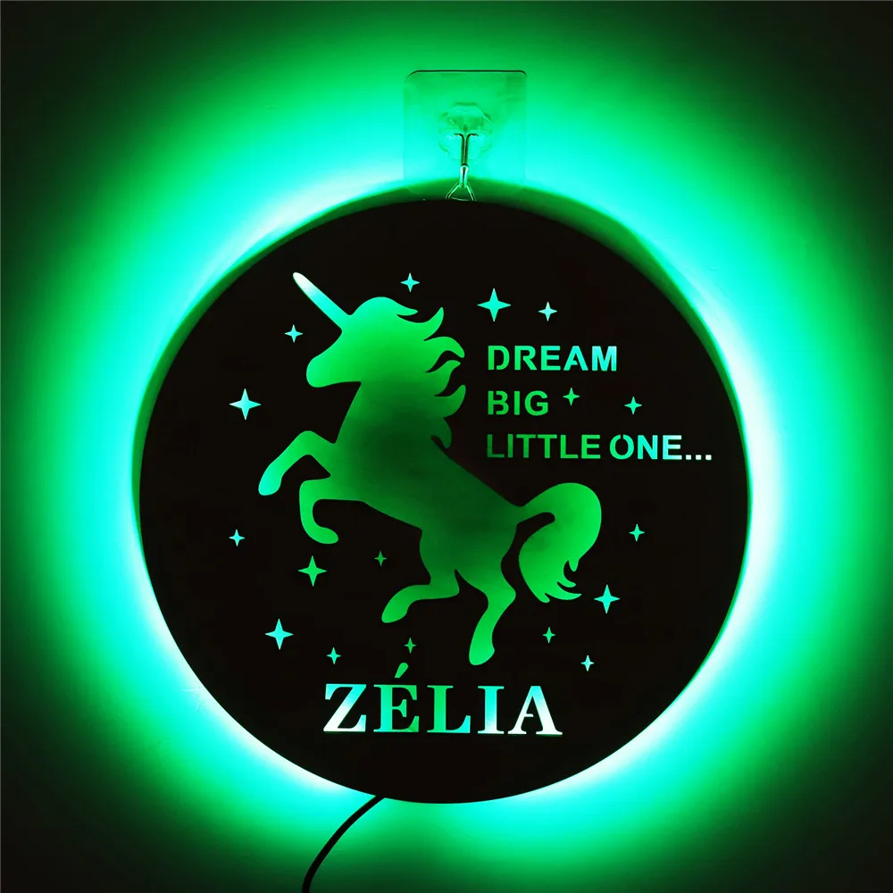 Personalized Unicorn LED Neon Sign Night Light Custom Name Wood Wall Lamp for Kids Baby Birthday Party Gifts Home Bedroom Decor