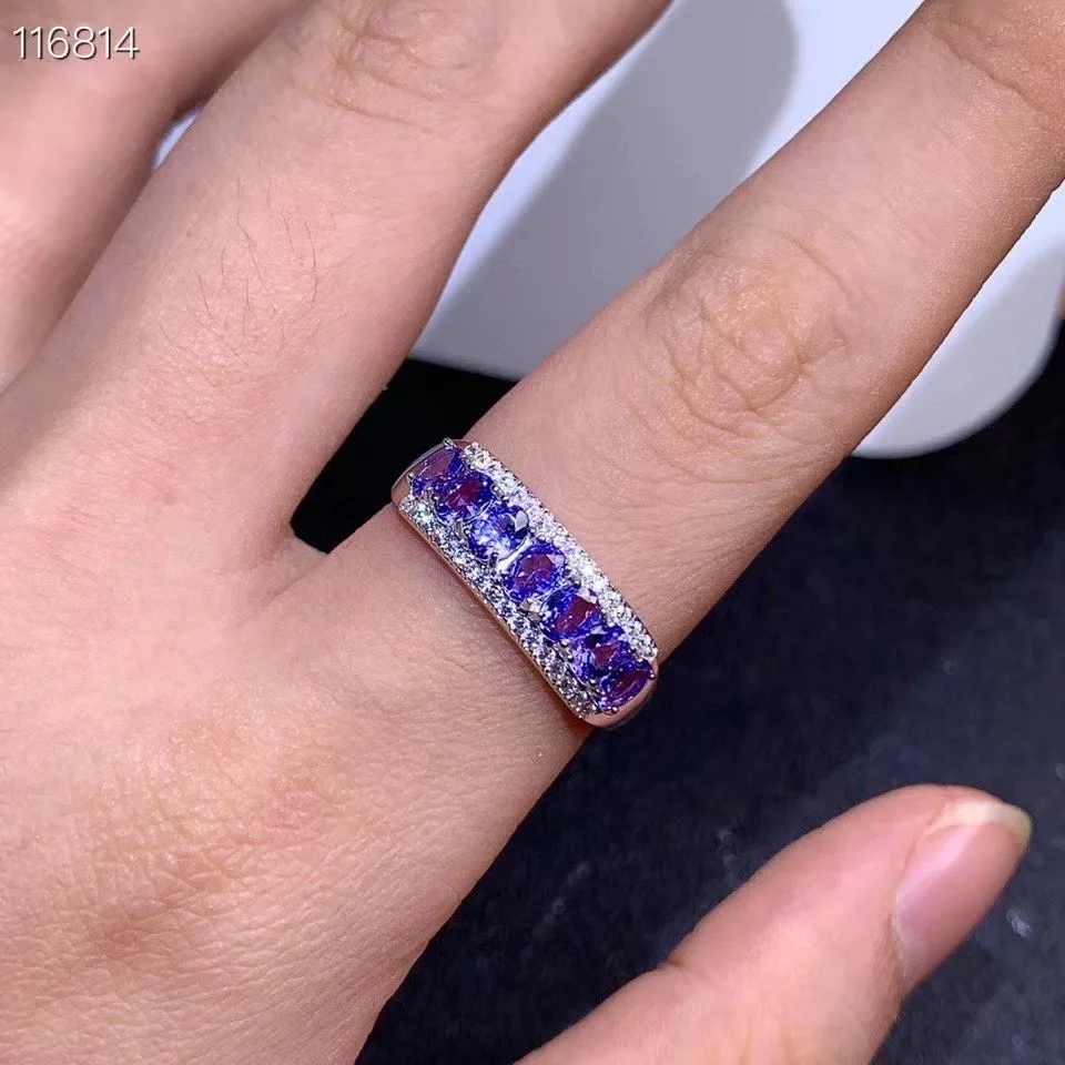 Super beautiful style, natural tanzanite ring, ladies ring, multi-grain, natural stone in the mining area, 925 silver