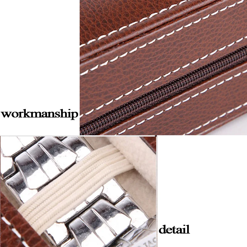 High Level 8 Grids Leather Watch Box Luxury Zipper Style For Travelling Storage Jewelry Watch Collector Cases Organizer Box