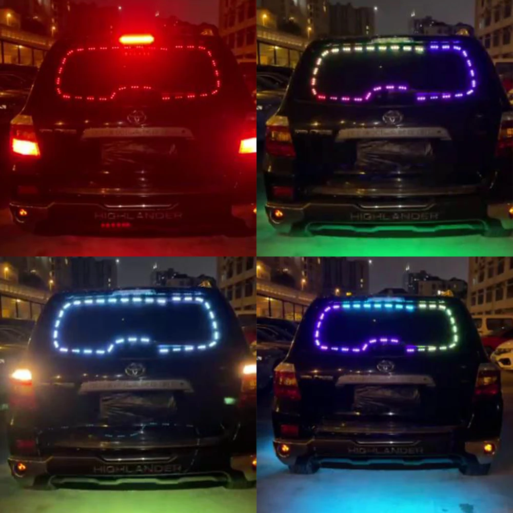 

OKEEN 3M RGB Rear Windshield Strip Lights Universal Car LED Atmosphere Decorative Interior APP Bluetooth Warning Brake Auto Lamp