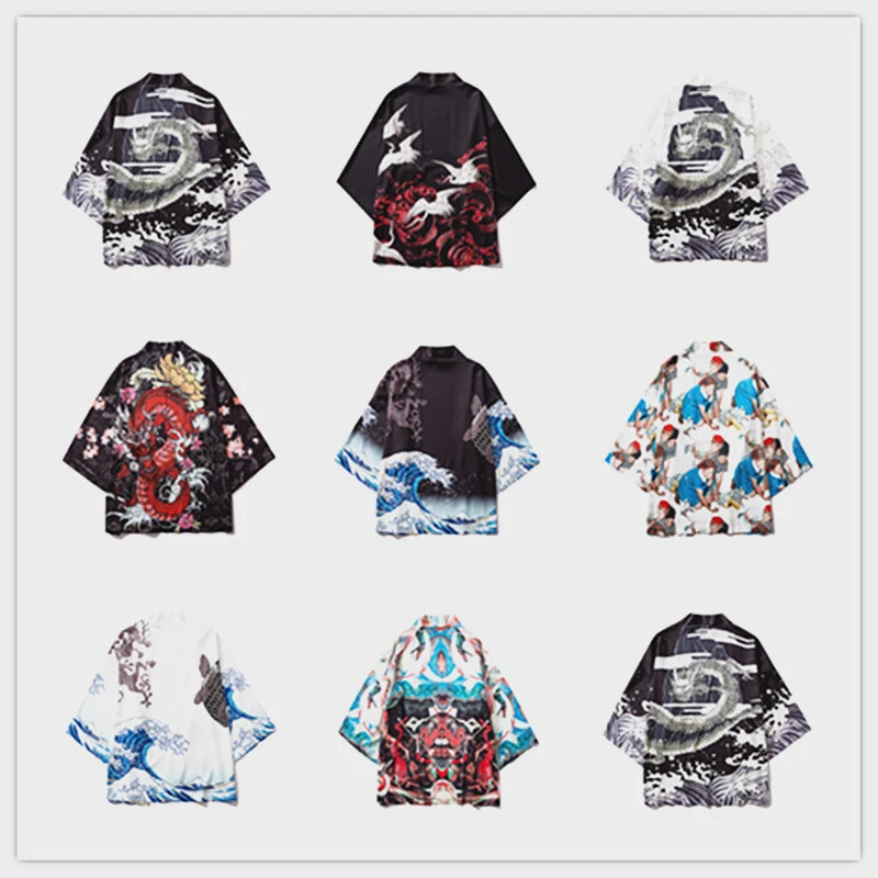 

Japanese streetwear yukata Couple loose haori mens japanese Kimono men kimono shirt japon japanese kimono traditional clothing