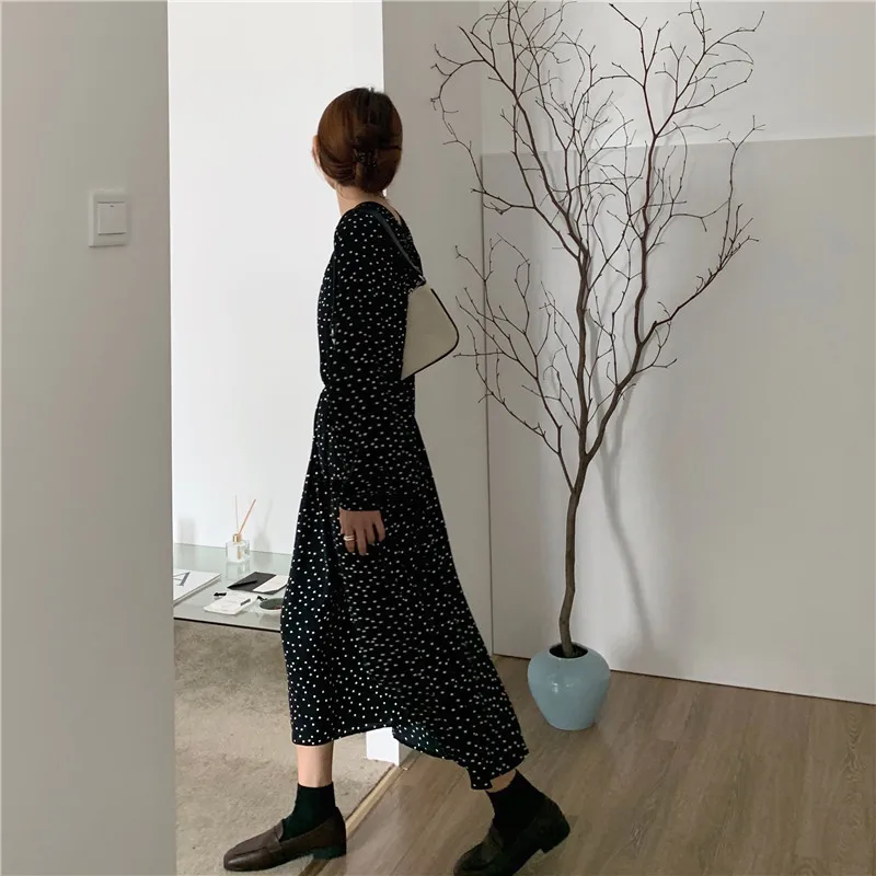 New New Spring Dress Girls Boho Female Vintage Dress Party oversize long Sleeve Women Dresses Robe Vestido oversize black