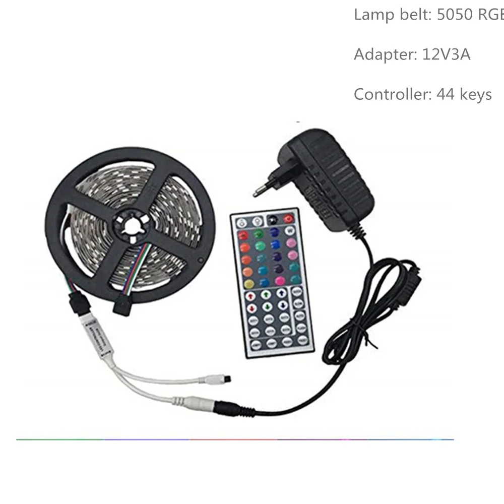 

5M 2835 300Leds Waterproof Led Strip Light DC12V 60Leds/M Fiexble Light Led Ribbon Tape Home Decoration +44key+2A Adapter