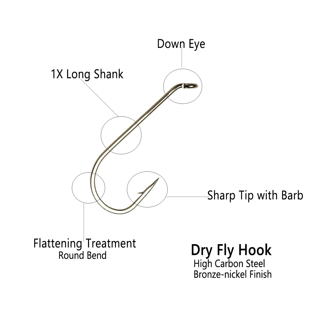 Bimoo 500/1000PCS Fly Tying Hook Dry Fly ninfa gamberetti Caddis Pupa Streamer acciaio al carbonio amo da pesca Standard Dry Fly Hook all'ingrosso