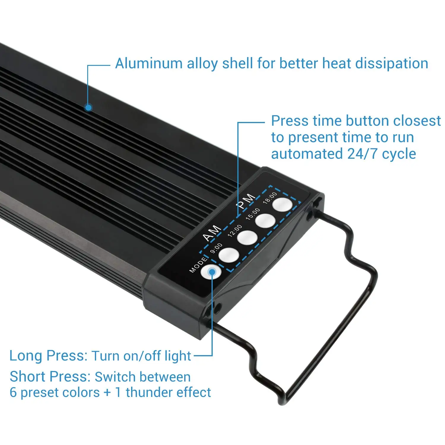 11W Planted Aquarium LED Lighting Fish Tank Light with Remote Controller Extendable Brackets 24/7 Automated RGB Aquarium Lights