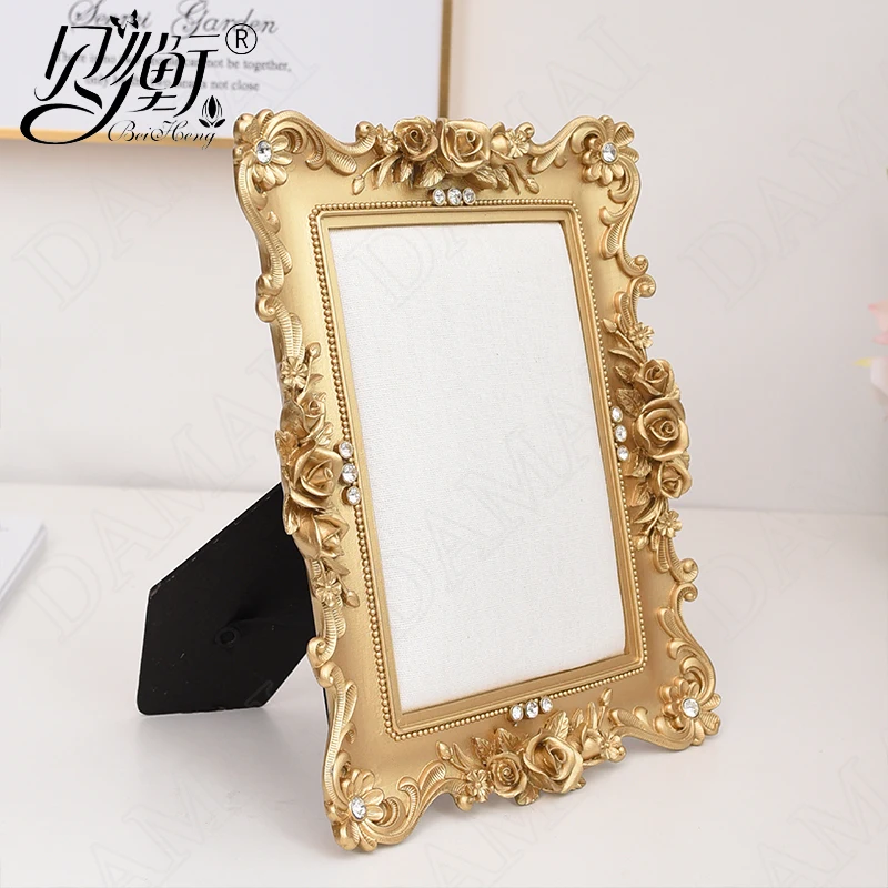 European Resin Photo Frame Flowers Relief Decorative Bedroom Bedside Table Photos Organizer Desktop Jewelry Positioning Plate