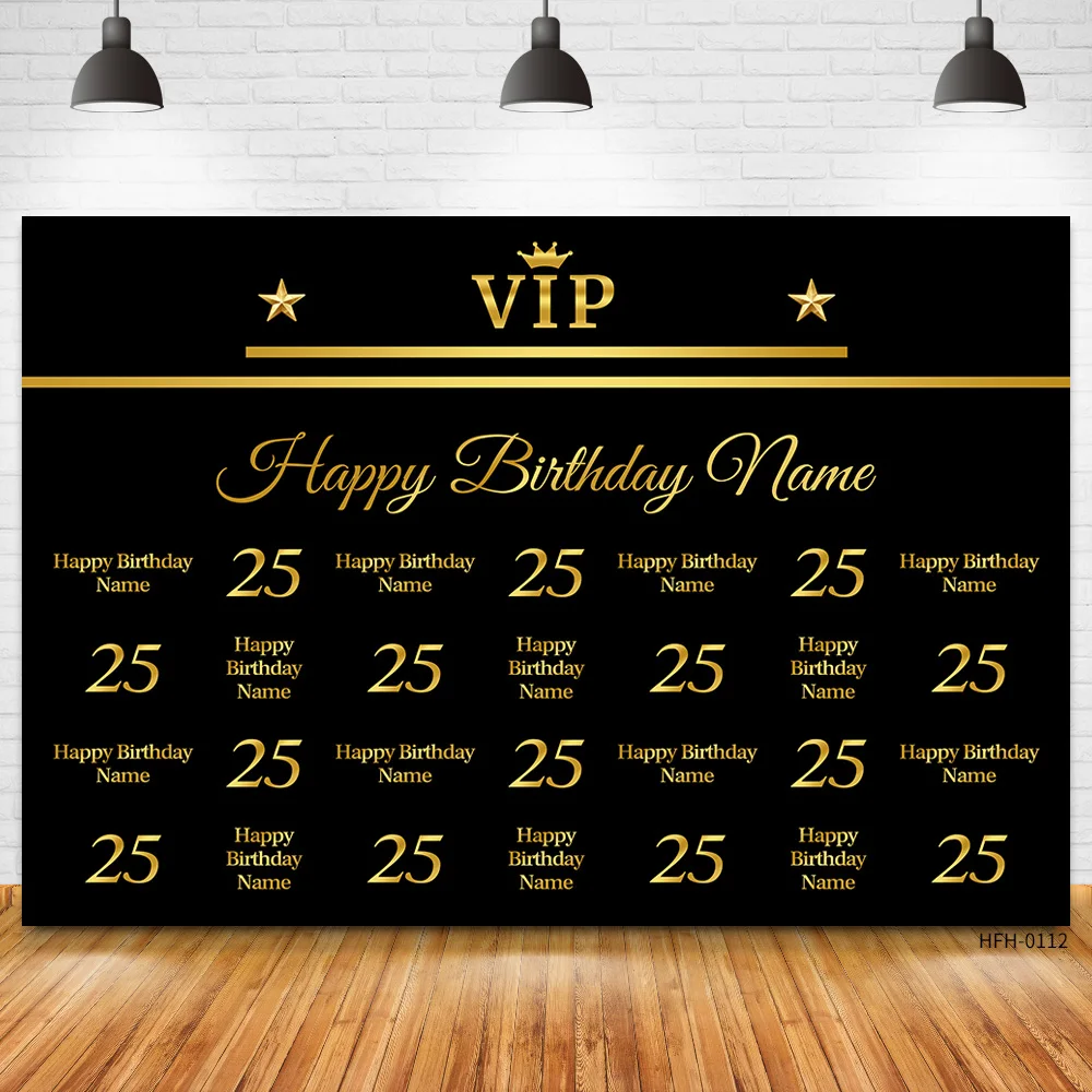 Pano de fundo preto com nome personalizado, fundo dourado com glitter, fotochamada, 18, 25, 30, 40, 50, 55th aniversário, fotografia para estúdio fotográfico