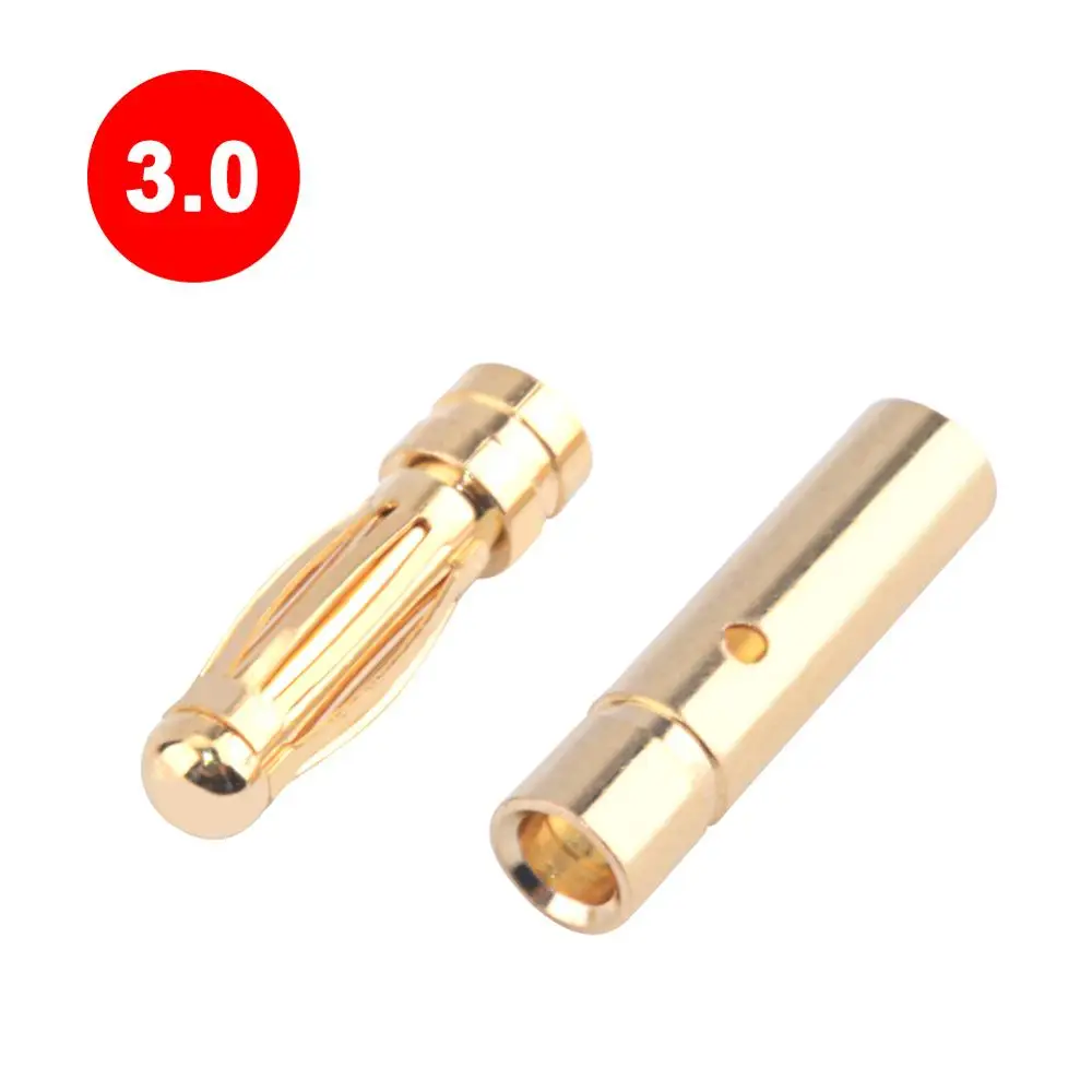 50 Pairs Proiettile Connettore Spina 2.0/3.0/3.5/4.0/5.5/6.0/6.5 Millimetri Batteria connettore Placcato Oro Verde Stereo Testa Della Spina a Banana