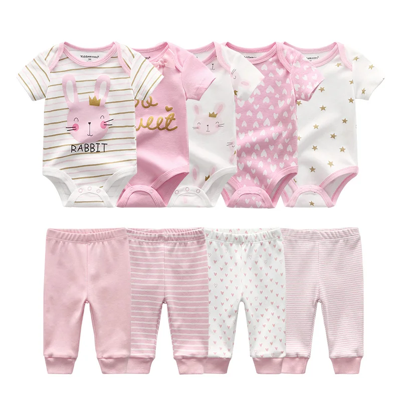 Unisex baby clothes Baby Boy Clothes Clothing Sets 0-12M Baby Boy Girl Clothes Newborn Baby Cotton Rompers+Pants Roupa de bebe