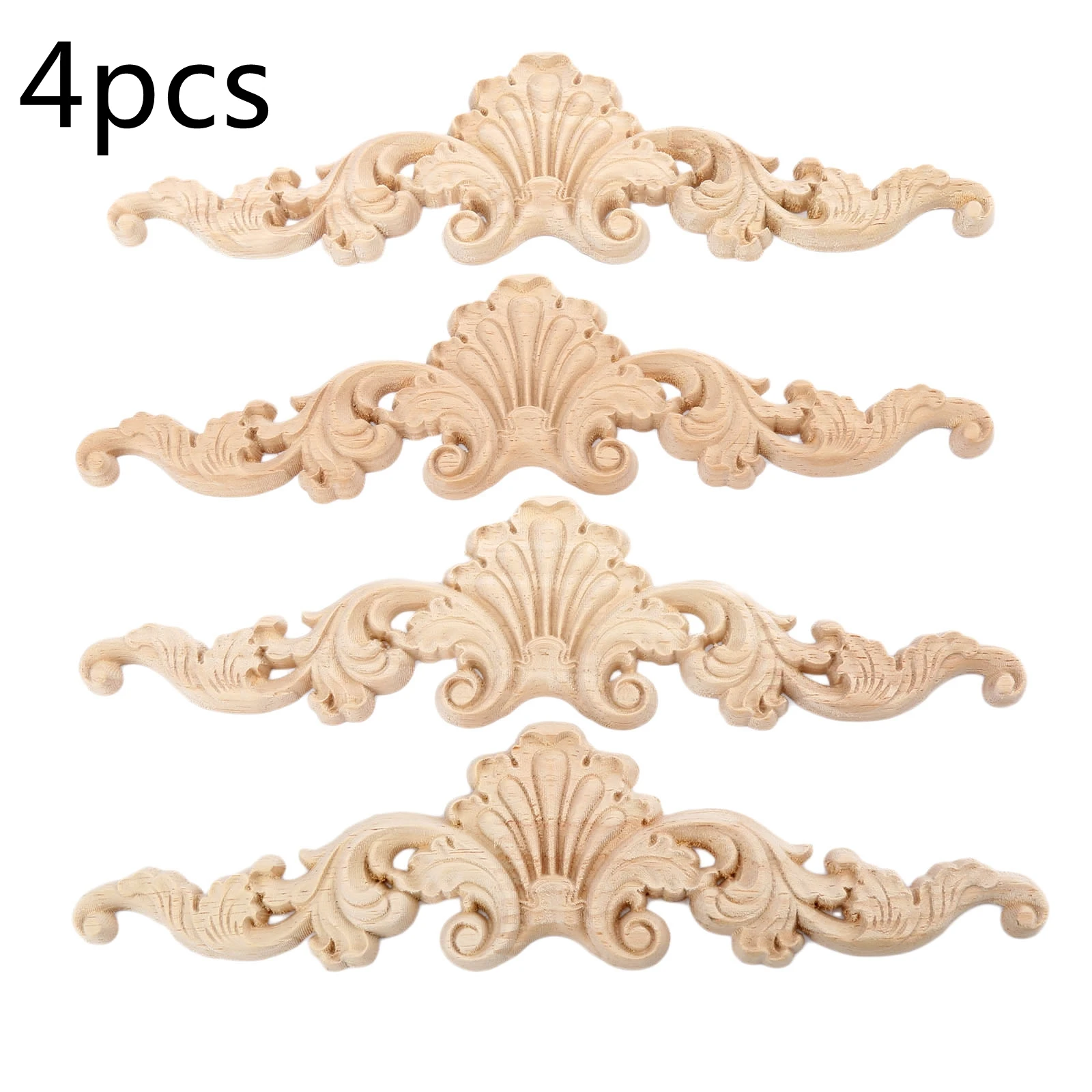 4pcs/set European Style Woodcarving Decal Corner Stripe Furniture Decor Sculptures Window Door Onlay 20*5cm 3D Flower Wave