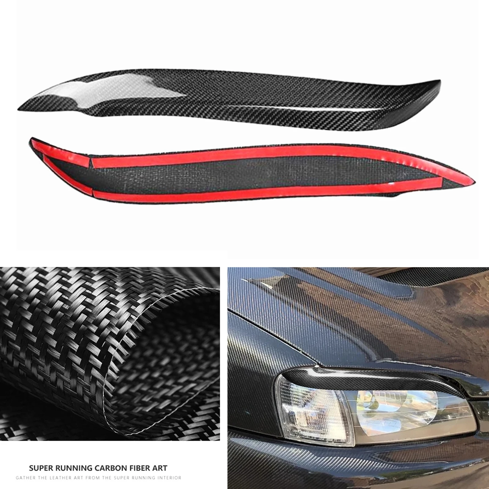 

Headlight Eyebrow Headlamp Eyelid Trim For Toyota Starlet Glanza EP91 1996-1999 Carbon Fiber Front Head Light Lamp Brow Sticker