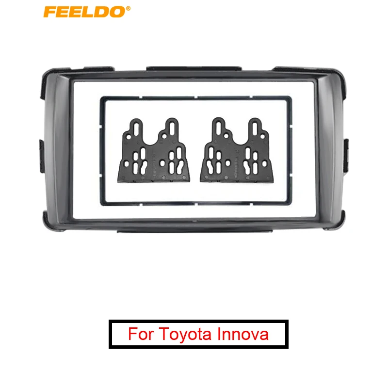 FEELDO Car Stereo Audio Fascia Frame Plate for Toyota Innova 2011+ 2Din CD/DVD Radio Dash installation Mount Kit