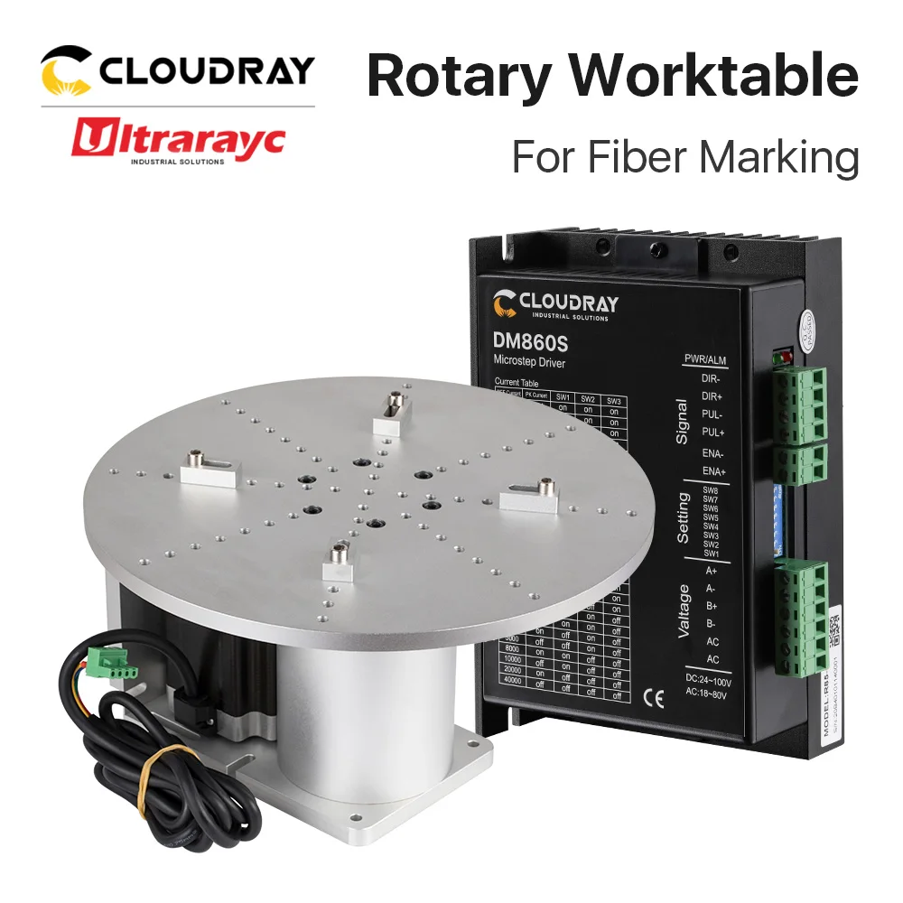 Ultrarayc Rotary Worktable 4 Models Fixed Rotry Device + DM860S Driver for Co2 & Fiber Marking and Engraving Machine