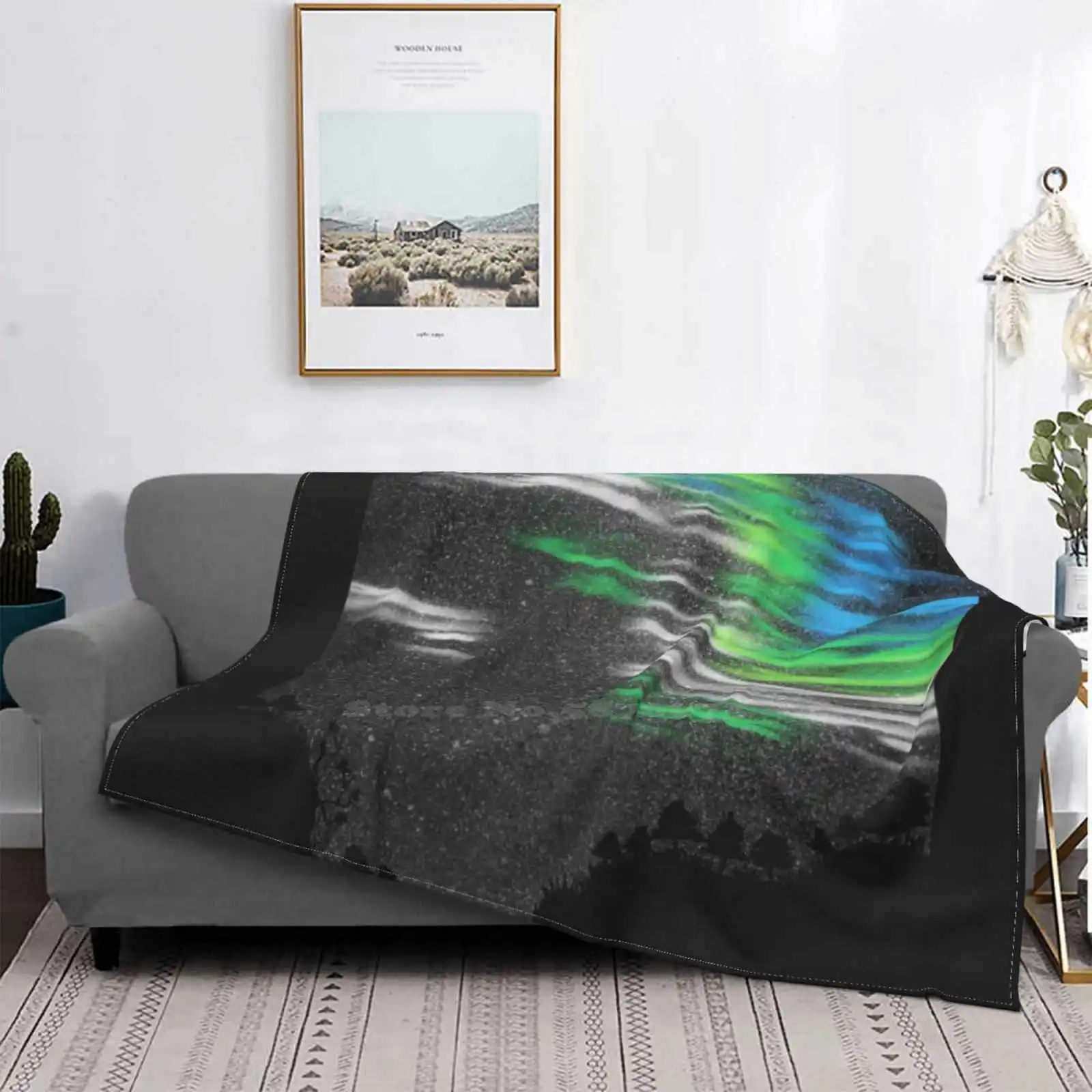 

Untitled Creative Design Comfortable Flannel Blanket Night Sky Landscape Autora Borealis