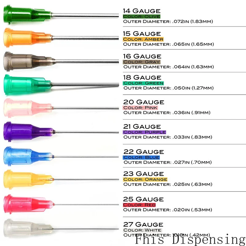 50pcs 14G-25G W/ISO Standard Dispensing Needles PP Luer Lock Hub 1.5 Inch Tubing Length Precision S.S Dispense Blunt Tips