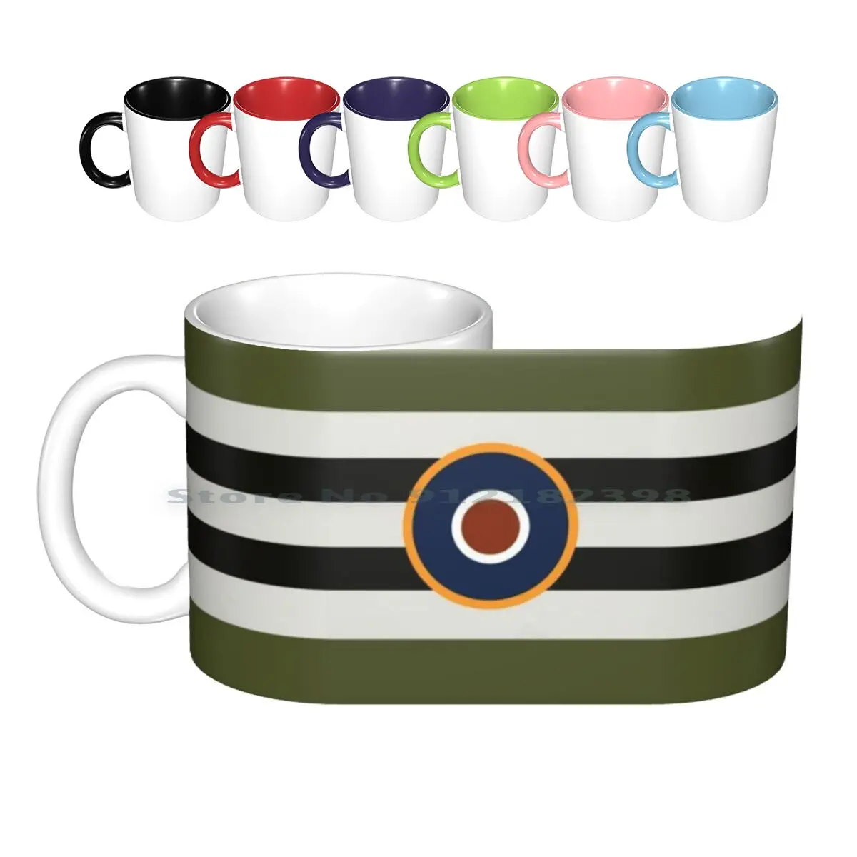 D-Day Stripes With Raf ( Horizontal ) Ceramic Mugs Coffee Cups Milk Tea Mug D Day Overlord Normandy Neptune Creative Trending