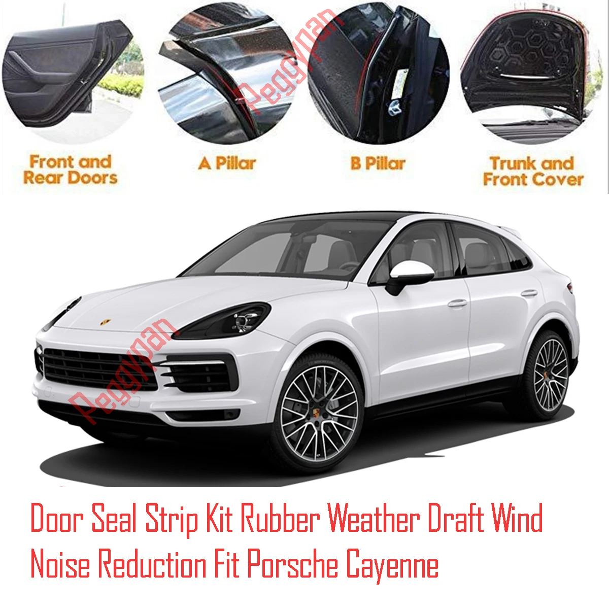 

Door Seal Strip Kit Self Adhesive Window Engine Cover Soundproof Rubber Weather Draft Wind Noise Reduction For Porsche Cayenne