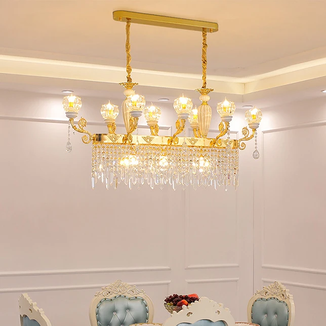 European Rectangle Ceramic Crystal Chandelier LED Modern Zinc Alloy Chandeliers Lights Fixture Dia103cm/133cm/147cm