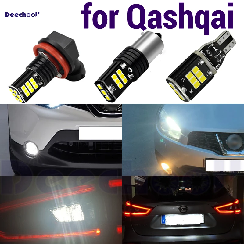 

Canbus LED Fog Lights + Reverse Bulb + License Plate + Parking Lamp for Nissan Qashqai J10 J11 Exterior Light Kit 2007-2020