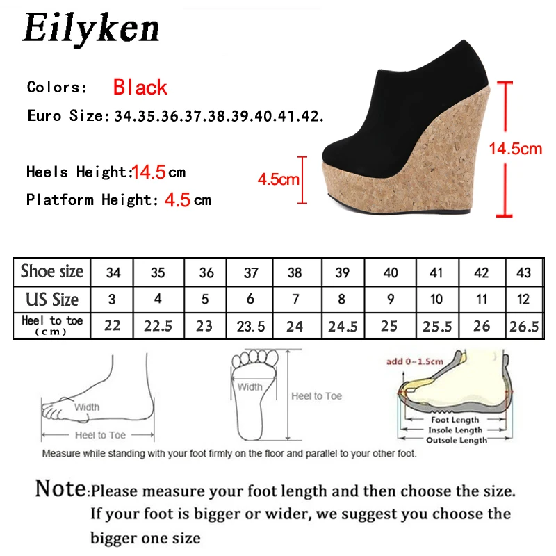 Eilyken Spring Autumn Fashion Flock Round Toe Zipper Platform Wedges Woman Pumps Sexy High Heels Nightclub Mules Shoes