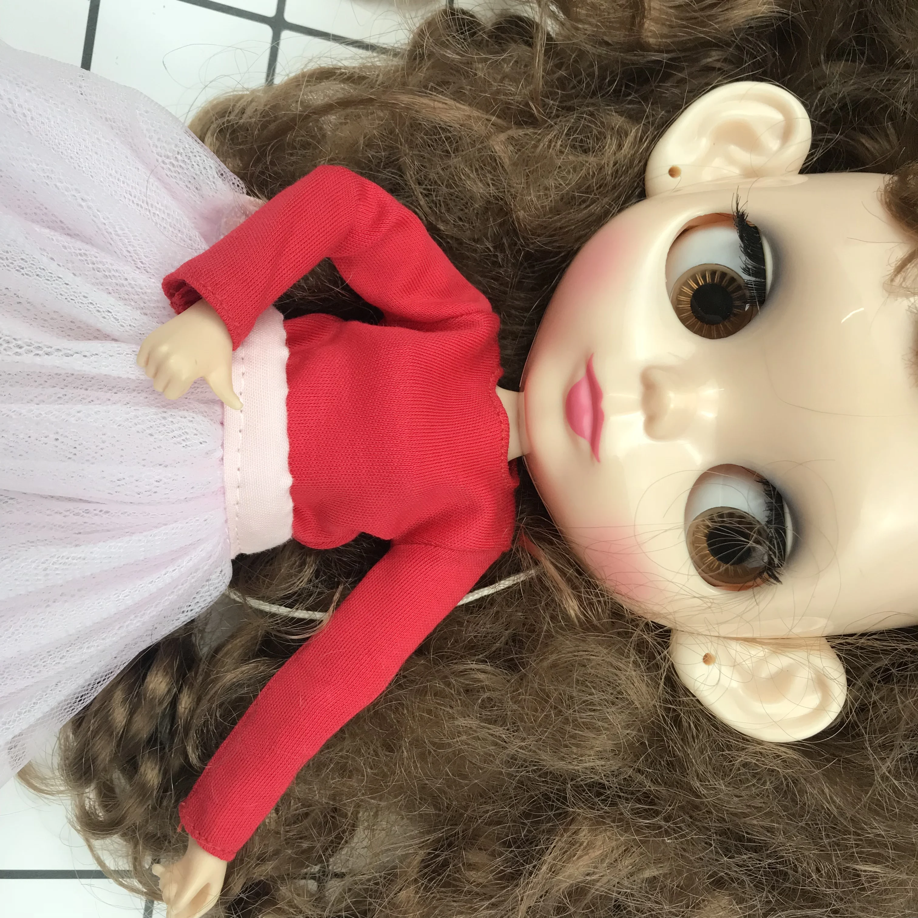 Ropa blyth hecha a mano, camiseta de manga larga de Color puro, negro/blanco/rosa/rojo/azul/gris/violeta para ropa de muñecas Blyth Licca 1/6