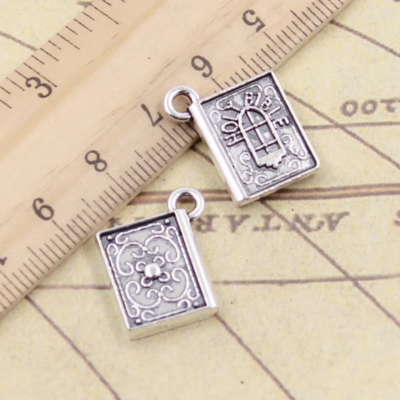 10 sztuk Charms książki święta biblia 13x15mm tybetański srebrny kolor wisiorki antyczna biżuteria Making DIY Handmade Craft