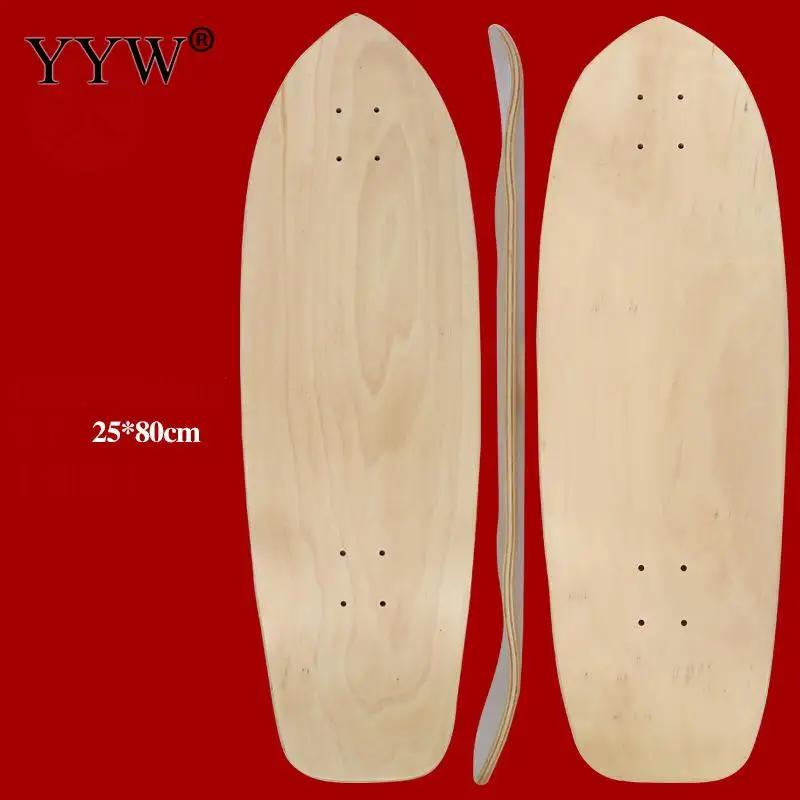 80*25cm Ahorn Holz Leere Fisch Skateboard Hand-Gemalt Longboard Deck Schiebe Für Kinder Jugendliche Anfänger Blank skate Board Deck DIY