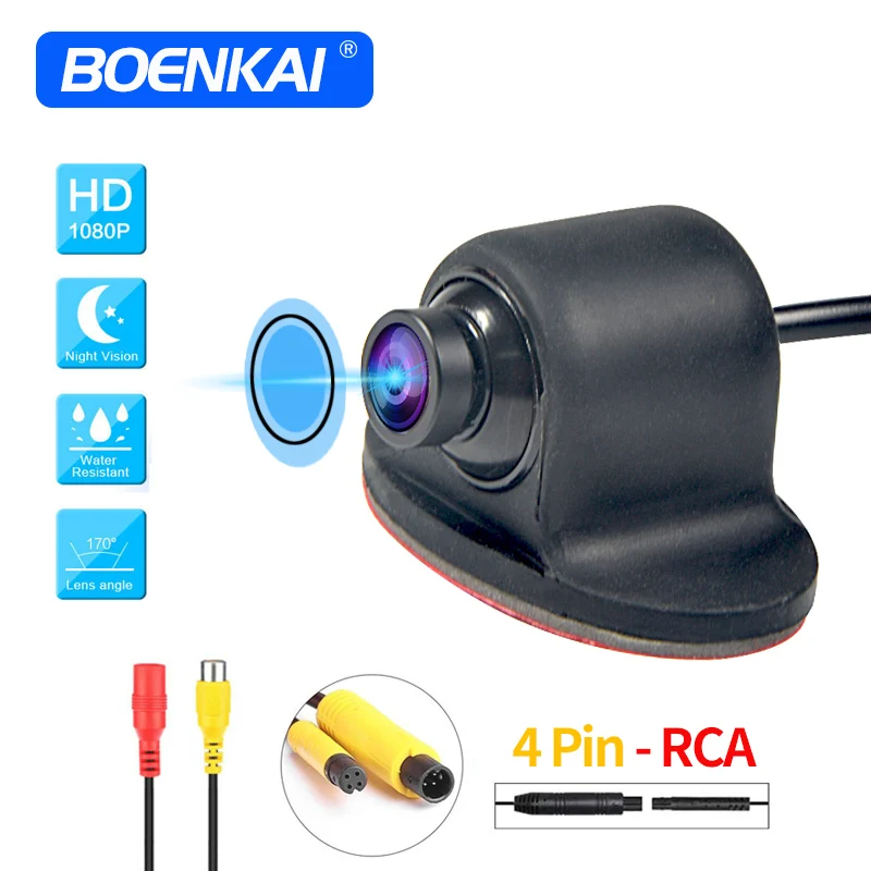 

BOENKAI 4 Pin Port CCD Waterproof Vehicle Camera HD Car Reverse Backup Parking Rear View Camera Front Side View Blind Spot