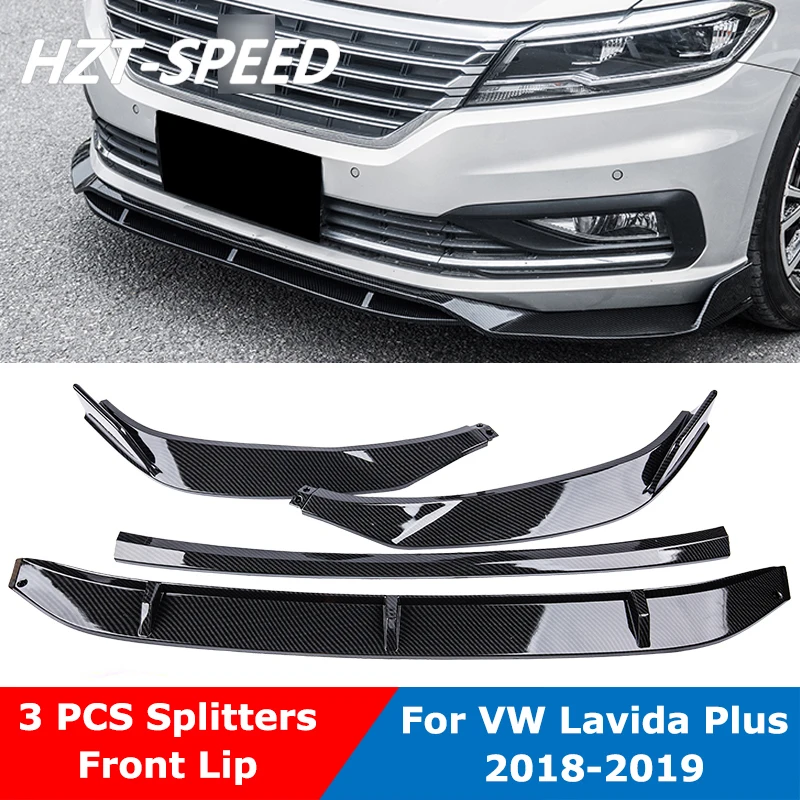 3 PCS ABS Small Car Body Kit Anti-collision Front Bumper Lip Diffuser Shovel For VW Lavida Plus Modified 2018-2019