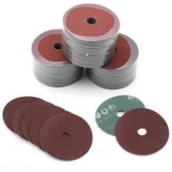 50 Pieces 4/5Inch Hard Fiber Sandpaper Abrasive Sanding Disc for Wood Furniture Hardware Grinding Diameter 100mm 125mm