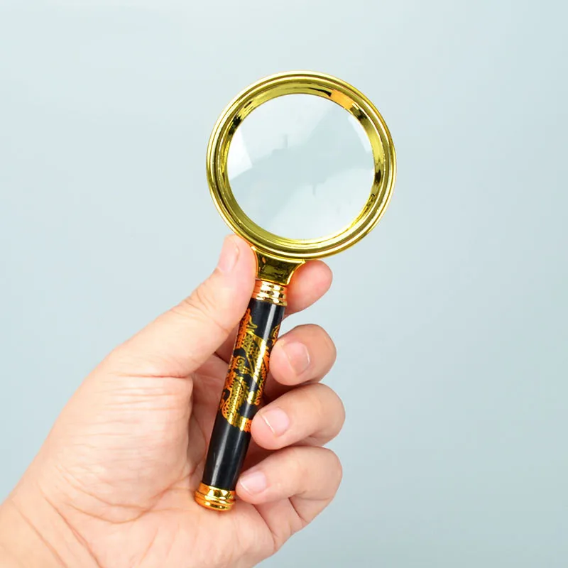 High quality 60mm handheld 10 times magnifying glass portable old man reading and appreciation retro handle magnifying glass