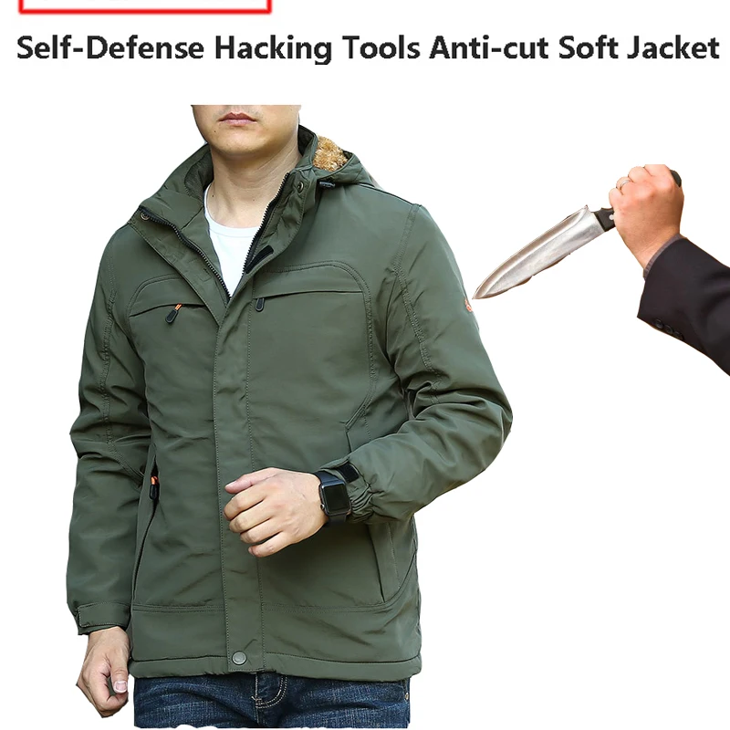 Stab-Proof Cut-Proof Self-Defense Men Jacket Waterproof Windproof Warmth Invisible Soft Safety Protection Police Fbi Clothing