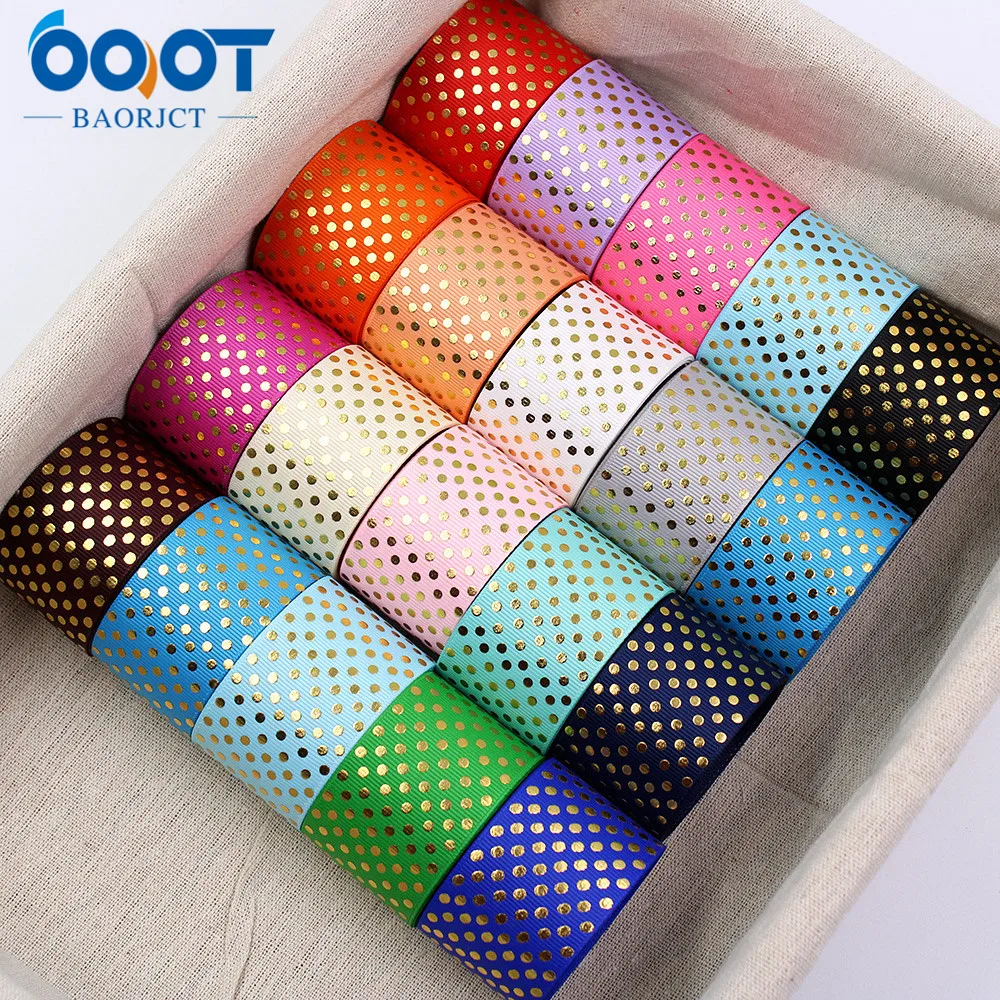 Solid Color Dots Geometric Hot Stamping Grosgrain Ribbons,38MM,10Yards Bow Cap DIY Accessories Decorations M-21112-36