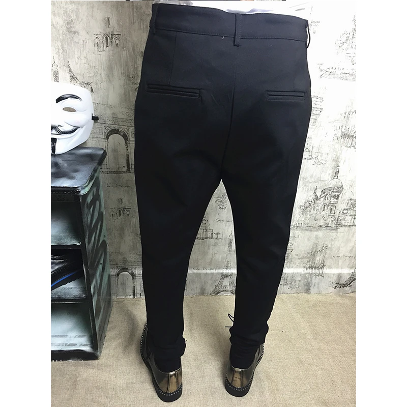 Men's trousers autumn winter fashion slim pants cross legs pants men black youth casual pants British style