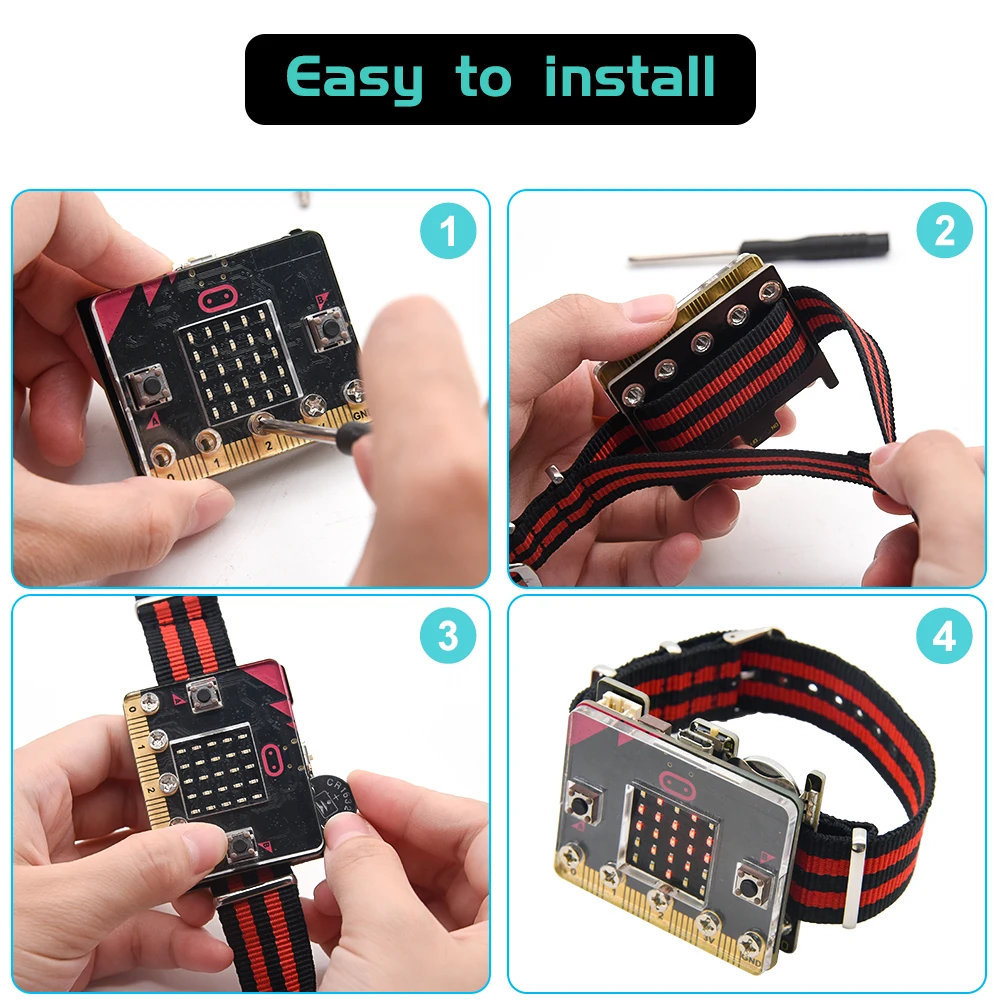 Keyestudio SK6812 LED Power Shield Module+Watchhand+ Acrylic Plate for BBC Micro bit(No Micro Bit）