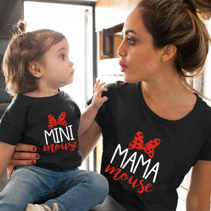 1PC Fashion Mommy and Me Family Matching Tshirts Baby Girls Clothes Mama and Mini Cotton Family Look Mother and Daughter Clothes