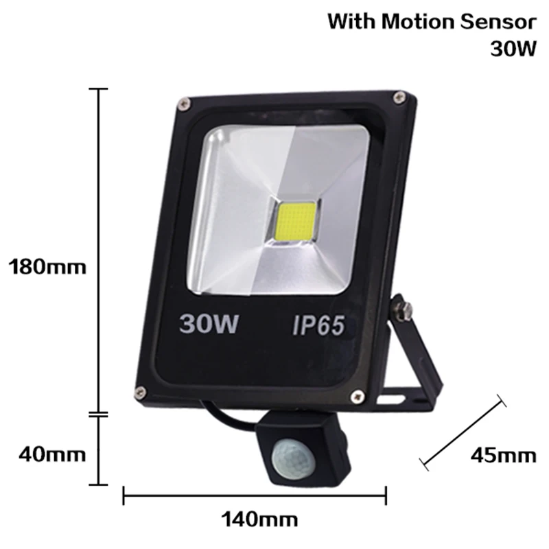 220V Led Floodlight 10W 30W 50W Reflector Flood Light Waterproof Ip65 Garden Spotlight Pir Motion Sensor Wall Outdoor Lighting image 3