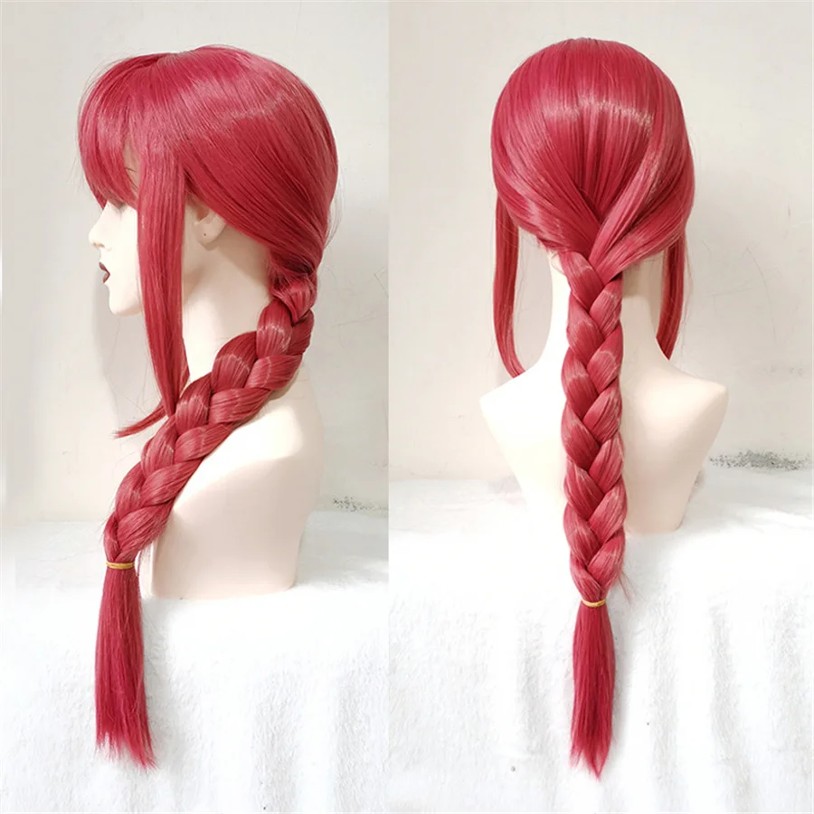 

Makima Cosplay Wig Anime COS 70cm Long Red Braided Cosplay Hair Heat Resistant Hair Halloween Party Wigs + Wig Cap