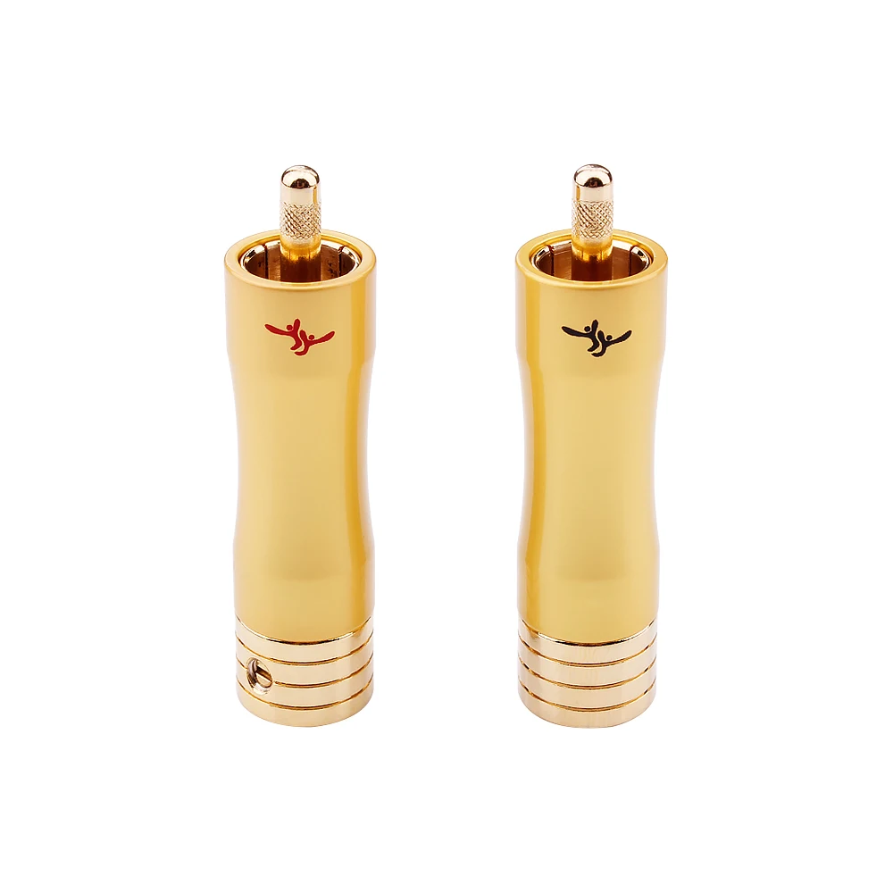 Yyaudio alta fidelidade rca plug fibra de carbono de alta qualidade 24k banhado a ouro rca conectores de solda conector de fio de cabo de alto-falante