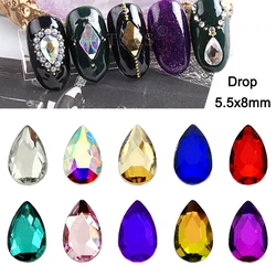 Fat Water Drop Nail Art Rhinestone Accessories 5.5x8mm FlatBack Rrystal Glass Fashion 3D Fingernail DIY Decoration