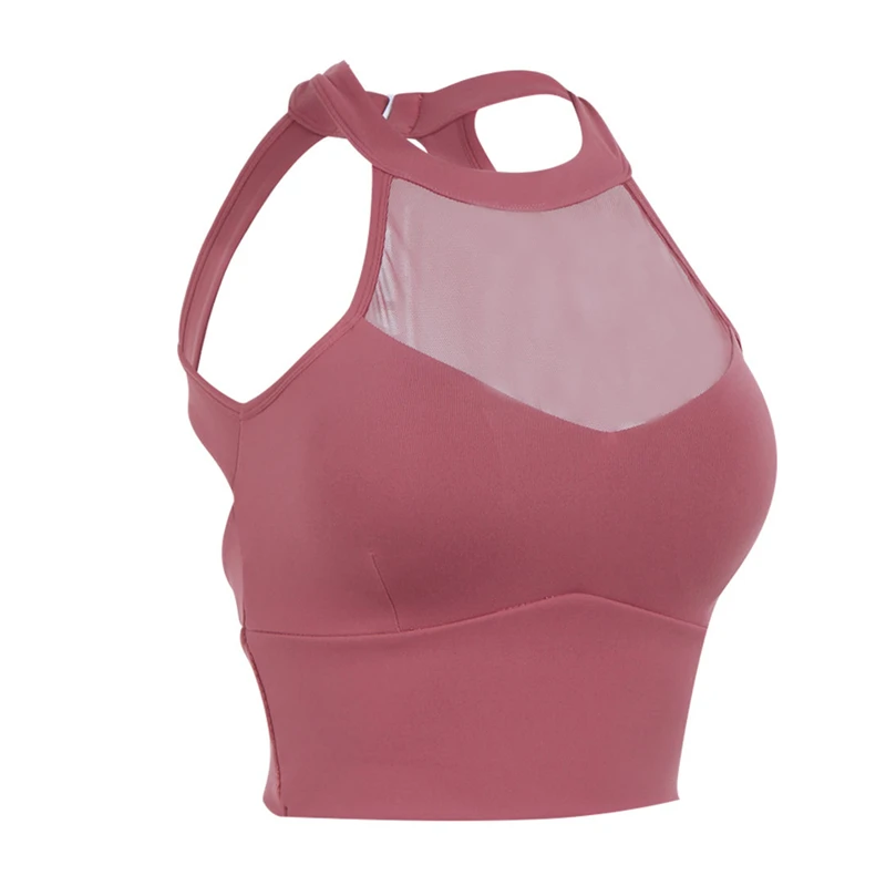 Soutien-gorge de sport en maille patchwork pour femme, haut court, respirant, sport, course à pied, fitness, entraînement, yoga, été