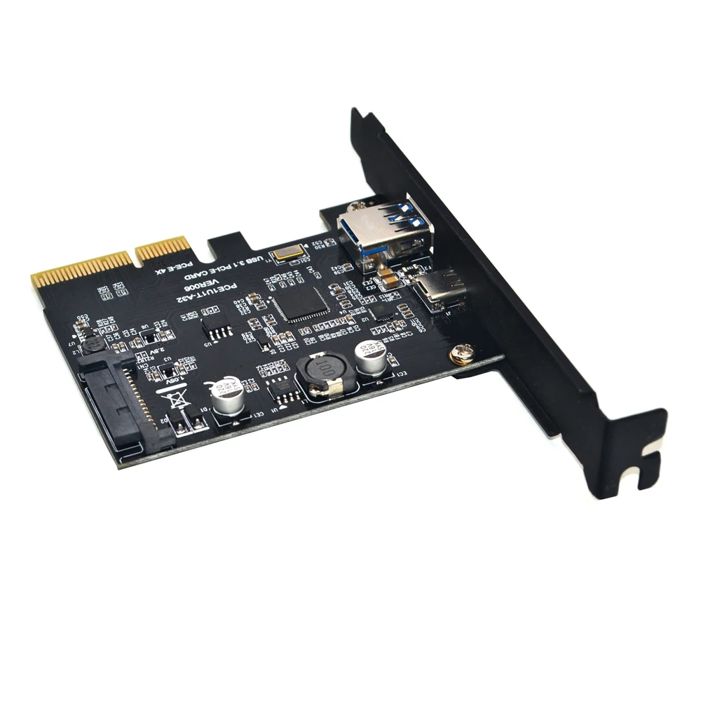 Add On Card USB 3.1 Type C PCIe Expansion Card PCI-e to 1 Type C and 1 Type A 3.0 USB Adapter PCI Express Riser Card For Desktop