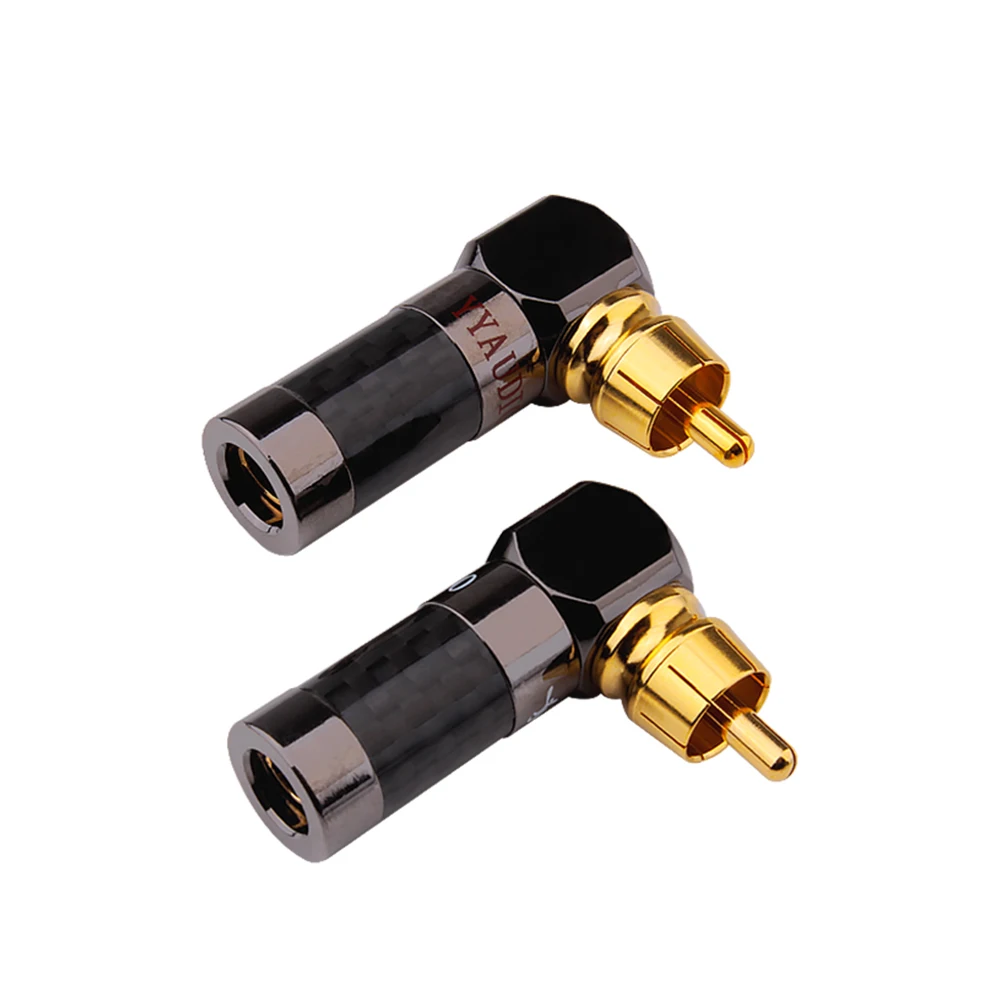 4 sztuk Audio złącze RCA wtyczki złota męski 90 stopni Adapter głośników Audio wideo złącze lutownicze Adapter RCA łokcia Hifi jack