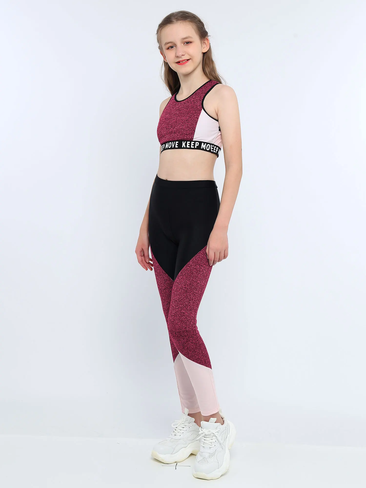 Kinder Mädchen Workout Gymnastik Outfit Kind Ballett Dancewear Set Sport Bh Top Tank Tops mit Hosen Leggings Dance Klasse Kleidung