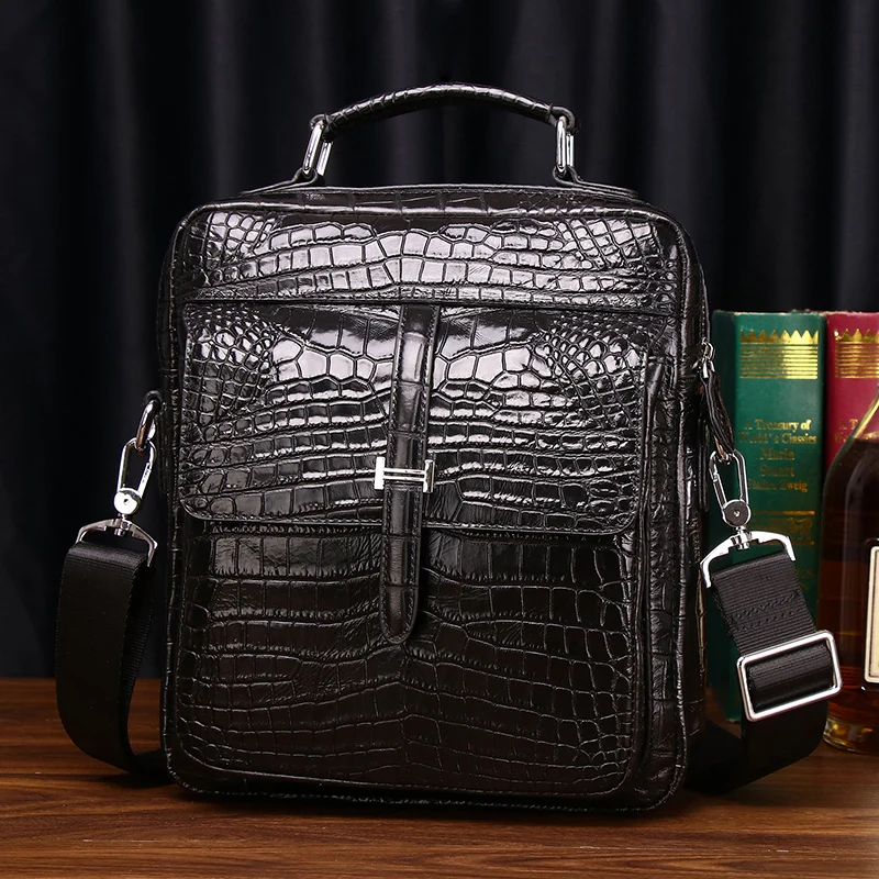 New Leather Man bag handbag large capacity multi-functional crocodile belly single shoulder bag fashion business messenger bag