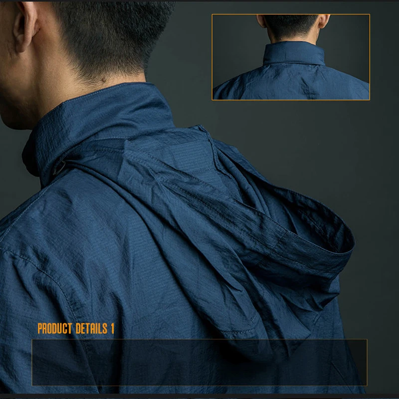 Veste légère à capuche pour homme, imperméable, coupe-vent, séchage rapide, respirant, peau fine, été