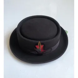 X3000 Wool Cake Small Brim Hat 100% Wool Felt Crushable Unisex Porkpie Fedora Hat Curved Brim Autumn Winter Pork Pie Hat