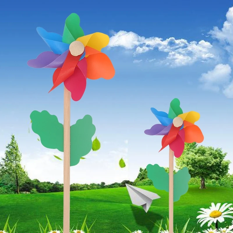 900C ไม้ Windmill Wind Spinner Pinwheels Home Garden Yard ตกแต่งของเล่นเด็กใหม่