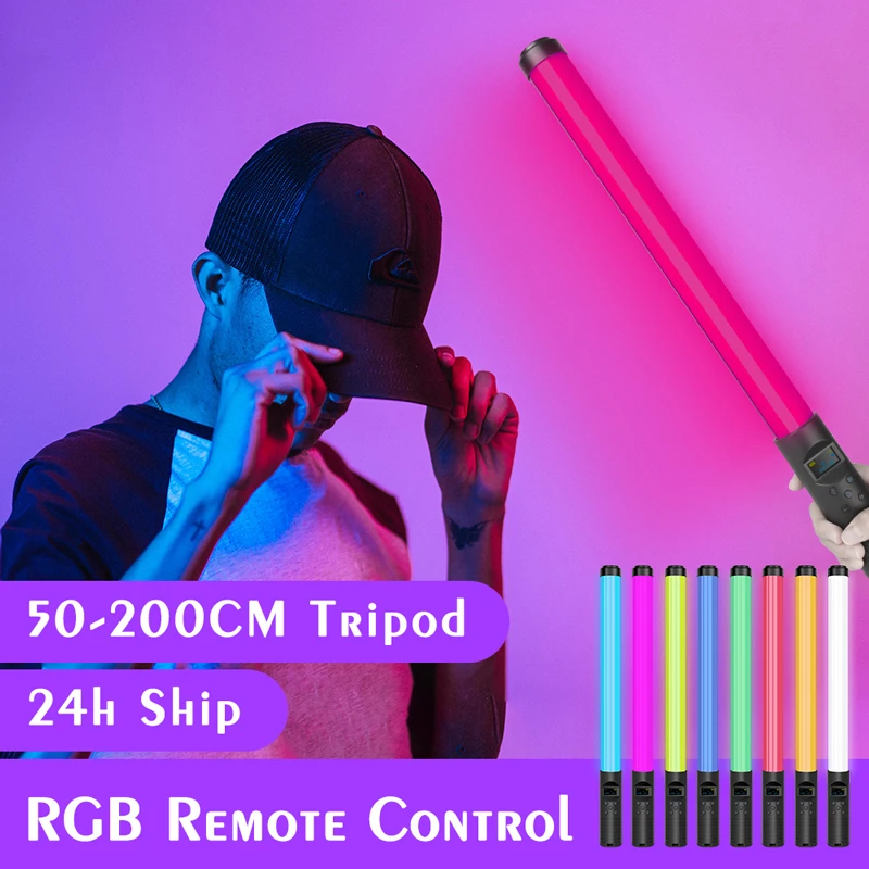 SH Nhiếp Ảnh RGB Ánh Sáng Xử Lý Cây Đũa Thần Điền Vào Làm Sáng Video W200 RGB Đầy Màu Sắc Thanh Hiệu Ứng Máy Ảnh Chiếu Sáng 2500K-9000K Xử Lý Cây Đũa Phép