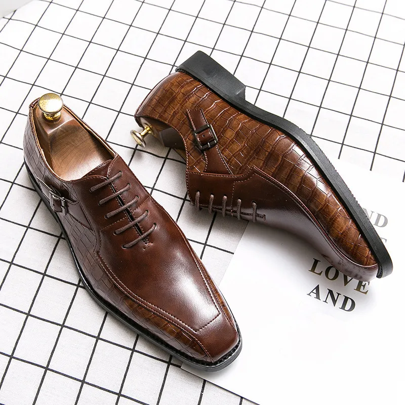 

Yomior New Fashion Business Casual Men Shoes Vintage Formal Dress Shoes Designer Men High Quality Wedding Loafers Button Oxfords